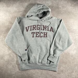 Vintage Jansport Virginia Tech Spell Out Grey College Core Pullover Hoodie